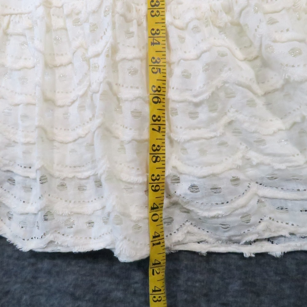 Meadow Rue Lace Tiered Midi Dress M Ivory Button Romantic Boho Cottagecore Sweet - Picture 6 of 10